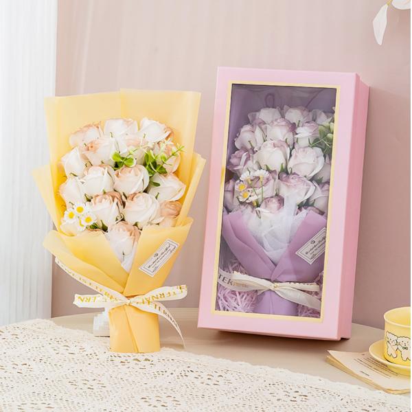18-rose soap flower gift box, soap flower bouquet, Valentine's Day, Christmas gift, birthday small present, cross-border supply