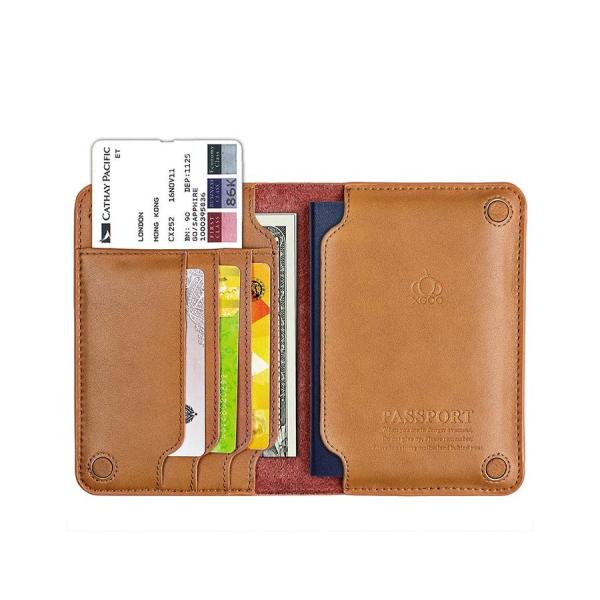 Leather passport bag ticket holder travel document storage multi-function card package