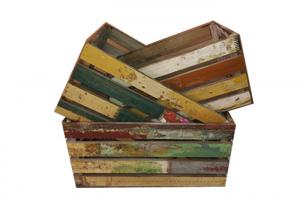 China Decorative 49x35x25cm Set 3 Reclaimed Wood Crate on sale