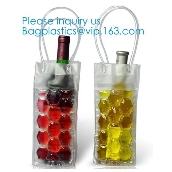 PVC Ice Bag, Wine Beer Gift Bags, Wine Bag, Drink Ice Bags, Portable Wine Bags Gel Ice Pack PVC Wine Cooler Bag With Han