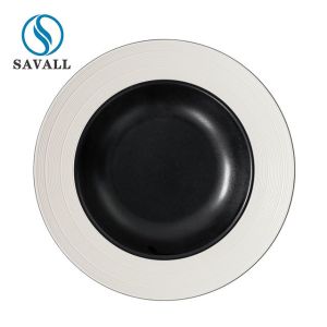 Brushed Black And White Straw Hat Porcelain Plates Western Food