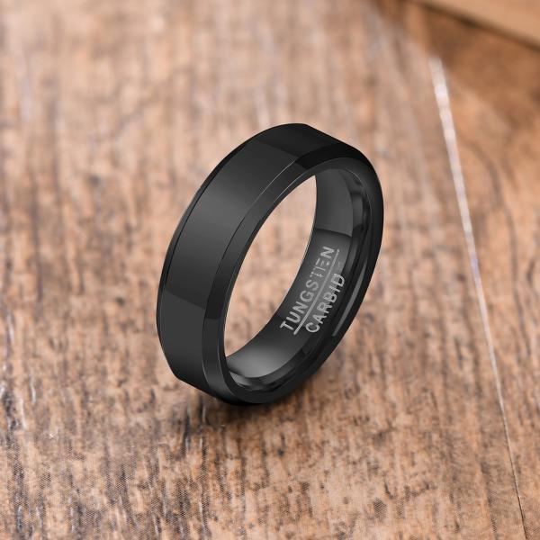Basic Men's 6mm Tungsten Carbide Ring Polished Plain Silver Black Gold Rose Gold Comfort Fit Wedding Engagement Band Made