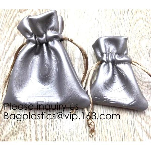 Soft Offwhite and Red PU Leather Bag For Packaging,Custom Pink Brown Faux Leather Drawstring Pouch Faux Leather Jewelry