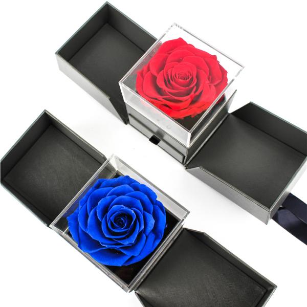 Long Lasting Dried Preserved Rose Gift Box Luxury Design With Drawer Packing