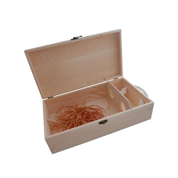 Pine Wood Recyclable Wine Storage Containers Embossing Printing Wooden Packing Box