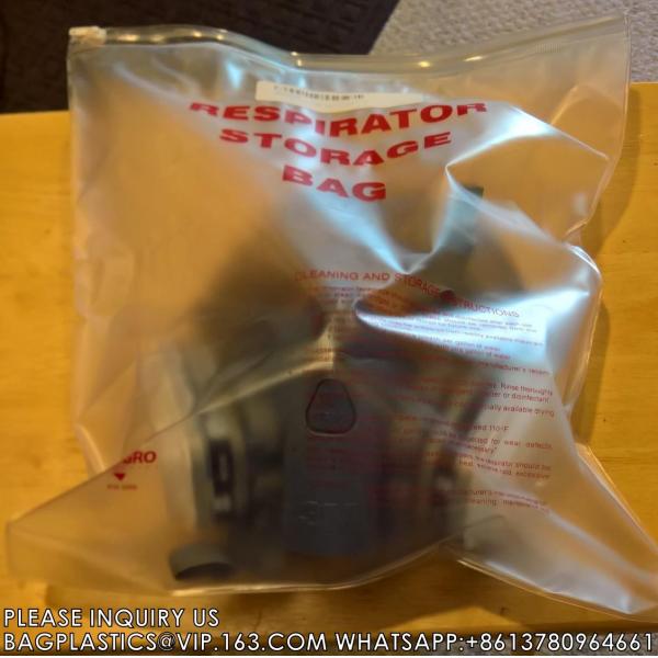 Reclosable, Recyclable, Sustainable, Reusable Respirator Storage Bags - 12"X15" Respirator Storage Bag W/Zipper