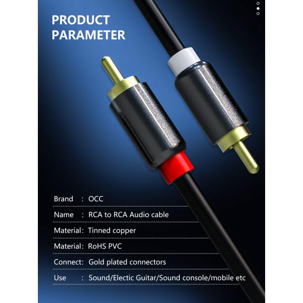 3.3ft RCA To RCA Audio And Video Cable Gold Plated For Home Theater OCC