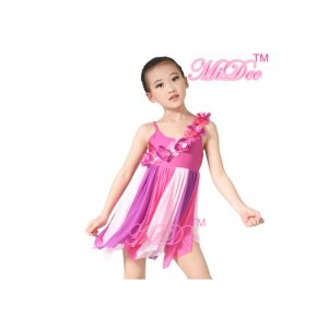 Cheap Girls Modern Dance Costumes Camisole Asymmetrical Floral Lyrical Dress wholesale