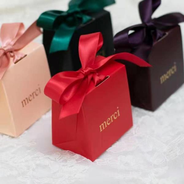 Customizable Candy Chocolate Wedding Food Packaging Box Eco Friendly With Ribbon Bow