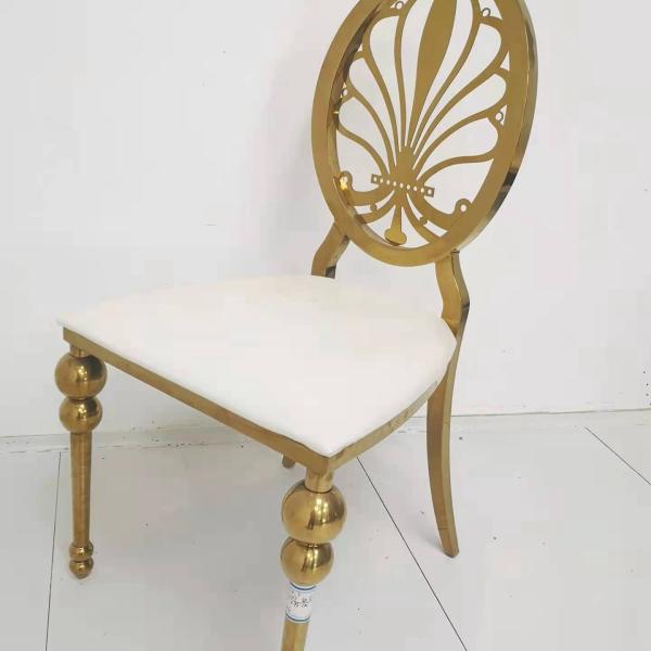 Elegant Luxury Gold Stainless Steel Wedding Chair OEM W50xD65xH92cm