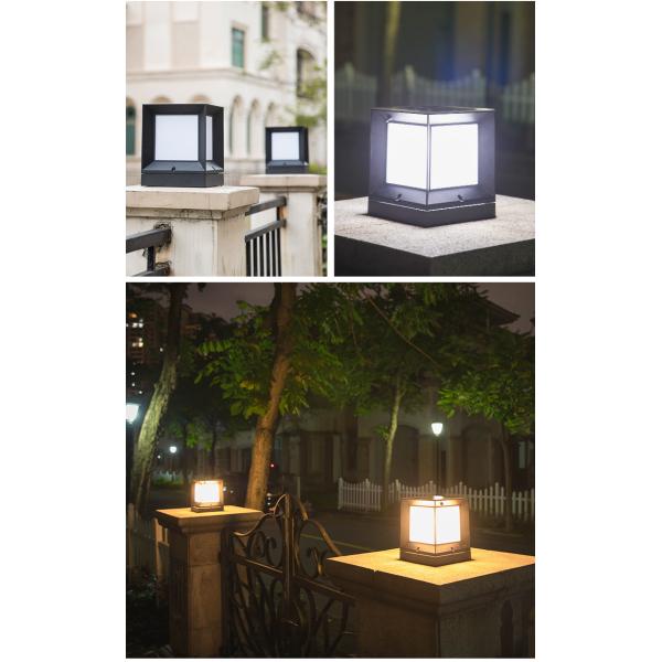 Aluminum Gate Fence Solar Pillar Light 2W Square IP55 Waterproof