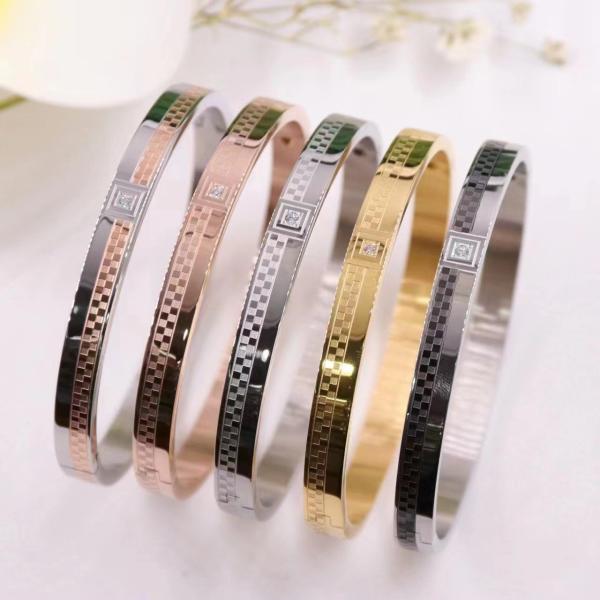 Fashion Luxury Women Stainless Steel Bangles Bracelet Jewelry Couple Bracelet