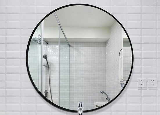 Silver Framed Bathroom Mirrors Flower Grain Color Punch Free Installation