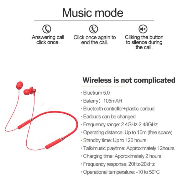 Magnetic Bluetooth V5.1 Sport Neckband Earphone Noise Cancelling Mic