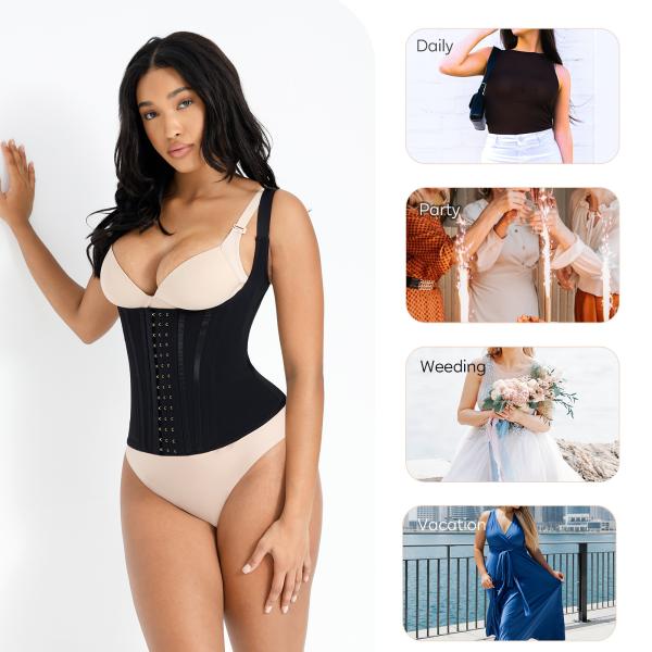 15 Built-In Steel Bone Girdle Body Shaper Vest for Women's U-Shaped Chest Support