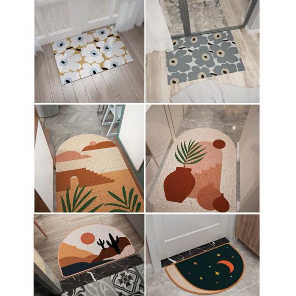 15mm Printed Kitchen Entryway Floor Mat Waterproof Hallway Runners Foam Backing