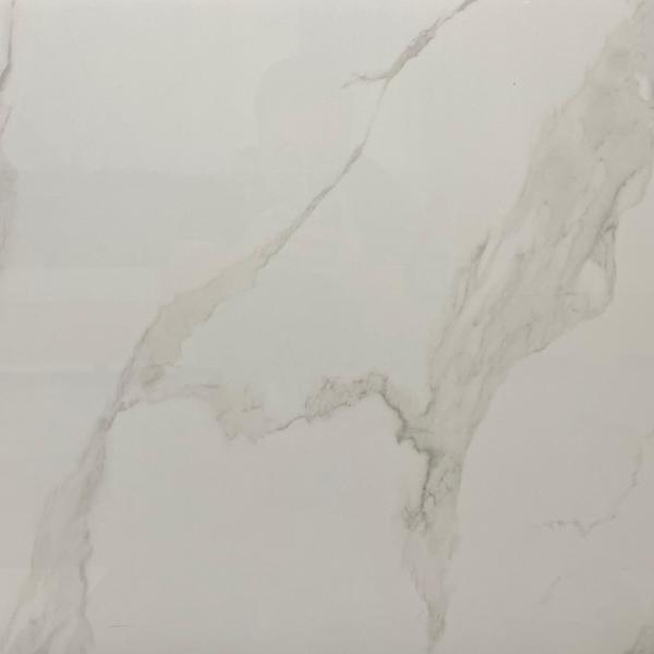 Carrara White Polished Glazed Ceramic Tiles 60x60cm