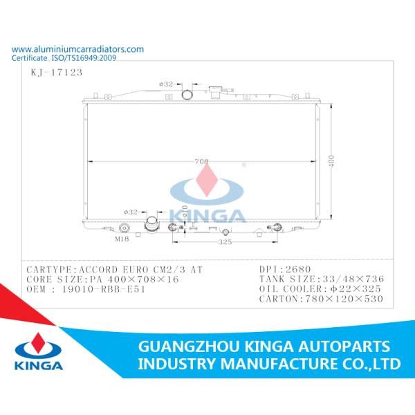Honda Accord Euro CM2/3 Cooler Fan Tube Type Aluminum Vehicle Radiator High Performance