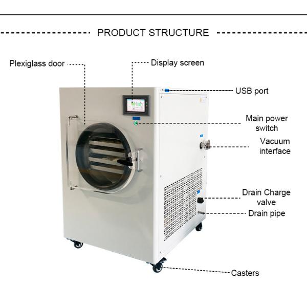 15pa Portable Industrial Vacuum Freeze Dryer For Meat Vegetable Fruit Drying Machine