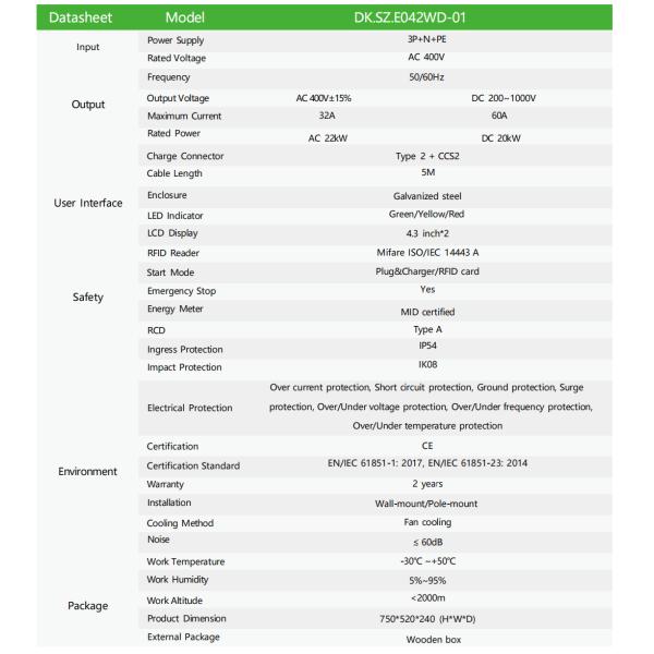 High Efficiency 42kW Electric Car Charger AC/DC For Car Parks
