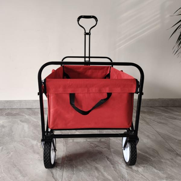 Outdoor Garden Folding Wagon PVC Wheels Narrow Wheel Stretch Handle