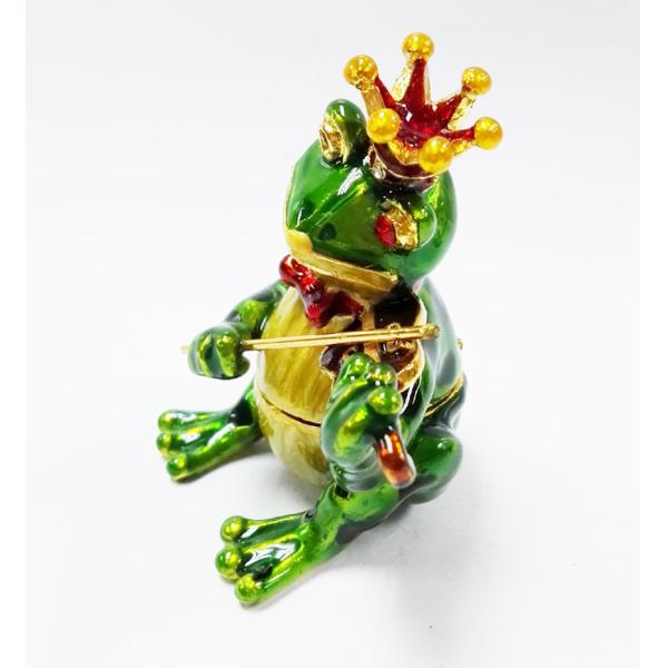 Mini Metal Frog Trinket Box Hinged Hand-Painted Animal Crystal Rhinestone Frog Jewelry Trinket Box Wedding Lady's Gift