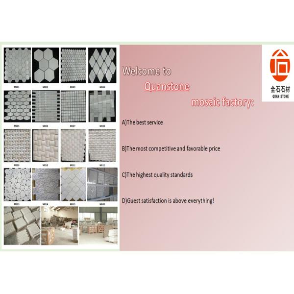Polished Surface Marble Mosaic Tile 305mm * 305mm * 10mm / Customed Size