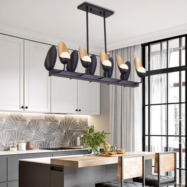 Baking Jet Black Sand Gold G9 Wrought Iron Glass Pendant Light Modern