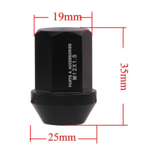 Hard Oxidation Racing Locking Wheel Nuts High Performance 35mm Black Wheel Nuts