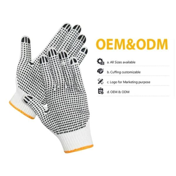 PVC Black Double-Sided Dotted Cotton Knitted Work Gloves Construction / Hand Protection / Anti Slip And Durable Glov