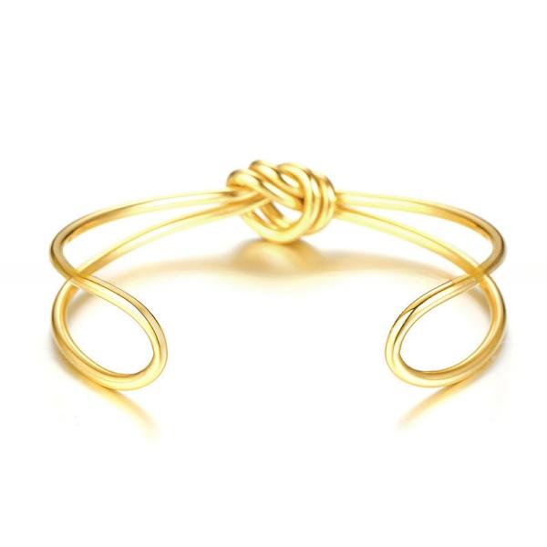 Geometric Gold Cuff Bangle Bracelet Thin 18K Gold Plated Handmade For Women