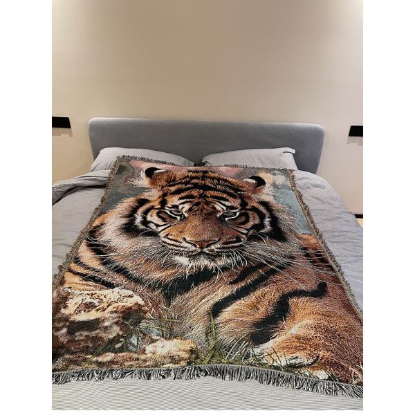 Y-Z Tiger Tapestry Cozy Sofa Cover Afghan Blankets Bohemian Cotton Picnic Rug Blanket