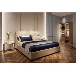 China Modern Fabric Upholstered Headboard Wooden Divan Bed on sale