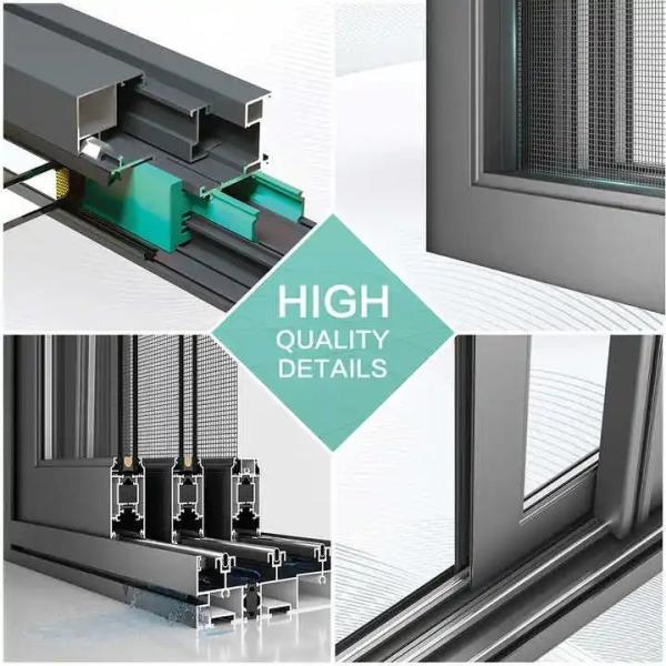 Double Glass Burglar Proof Sliding Window Aluminum Sliding Balcony Window with Security Bars