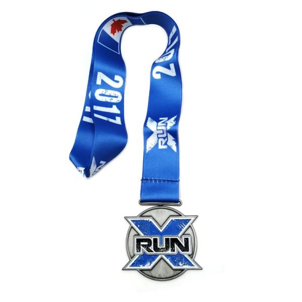 3 Inch Custom Metal Medals Die Stamping Charater Paint With Black Ribbon