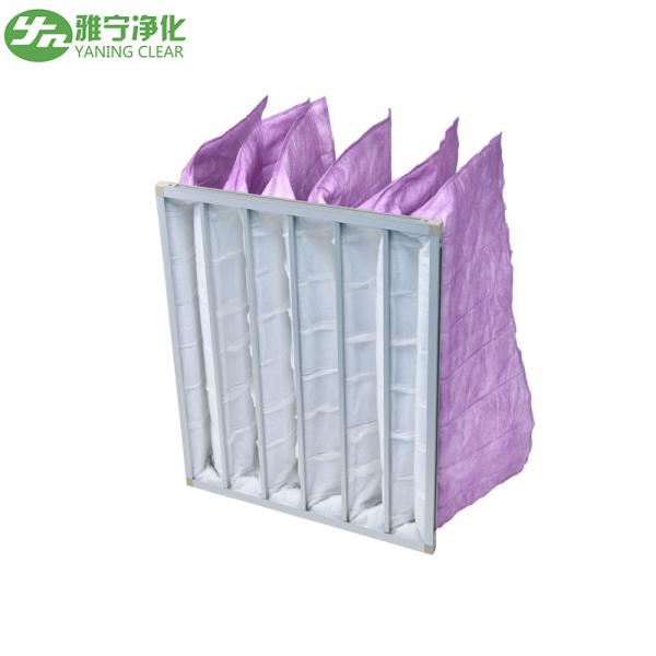 HVAC System Polyester Pocket Air Filter Bag M6-M9 3200m³/h Air Volume Galvanized Sheet Frame