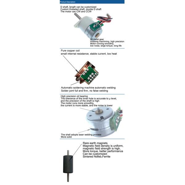 2 Phase Small Hofon 15mm Stepping 15BY 1:380 GM12-15BY03380D DC micro Stepper gear motor 5V 12V for Fiber Fusion Splicer