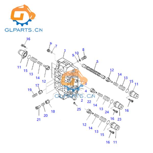 709-14-94001 Excavator Hydraulic Control Valve Assembly Fits Komatsu PC1250LC-8 PC1250-8