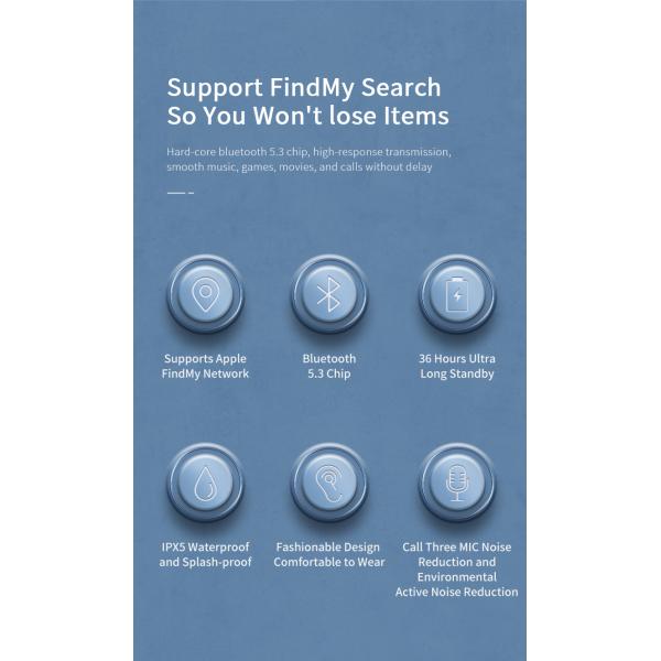 20Hz-20kHz Bluetooth Find My Earbuds Tracking Device GPS Tracker For Air Tag Replacement