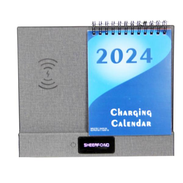 New Design 2024 Quality Customized Art Logo Pu Leather Funny 365 Day Wireless Charger Calendar