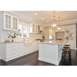 White Lacquer 90cm Modern Modular Kitchen Cabinets With Island Bench