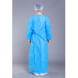 Cheap 45g SMMS AAMI LEVEL 2 Disposable Blue Isolation Gowns wholesale