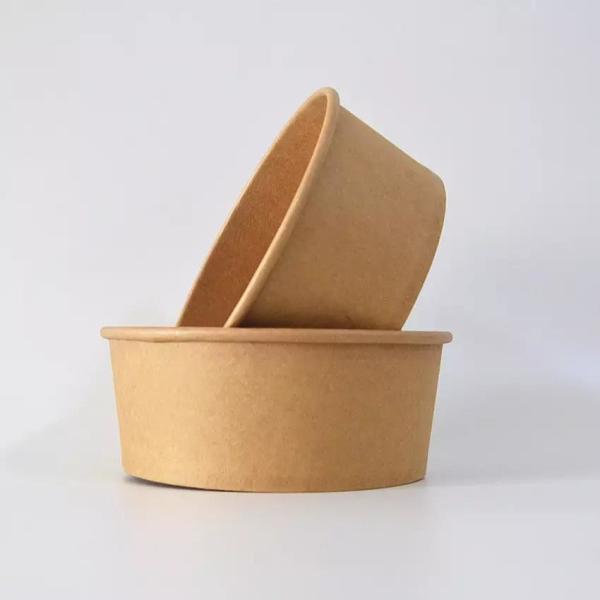 Soup Brown 16oz Kraft Paper Bowls Custom Recyclable Kraft Paper Salad Bowls