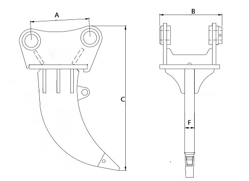 OEM Single Tooth Ripper For Excavator Stump Ripper 540mm Length