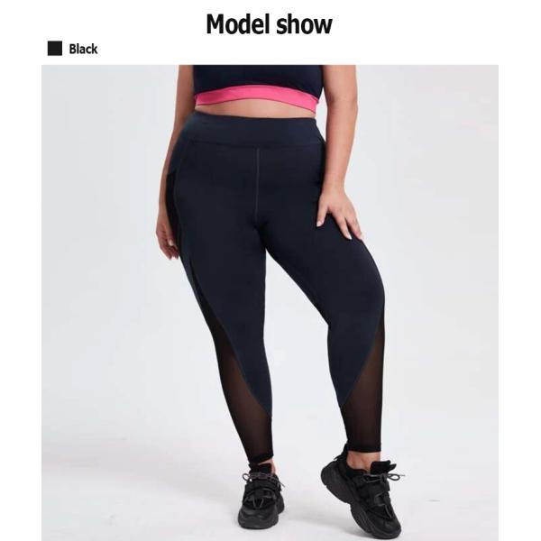 Workout Plus Size High Waisted Yoga Pants Mesh Breathable With Pockets