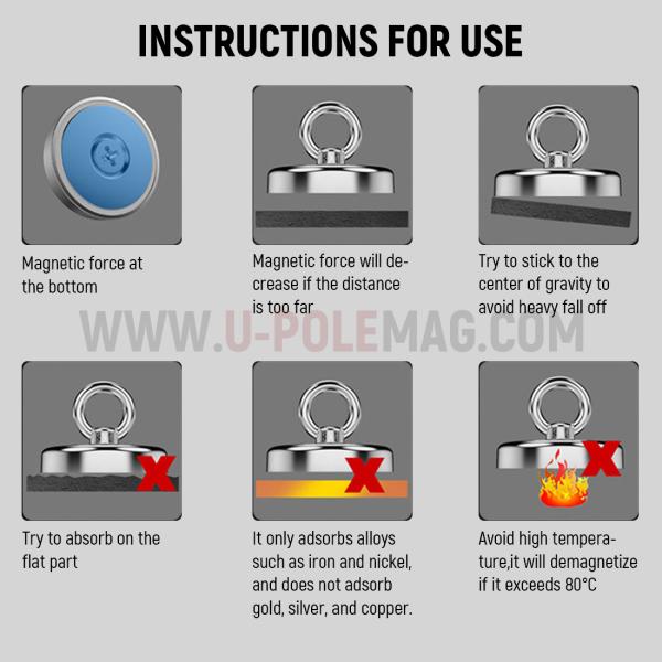 High Tolerance Strong Magnetic Salvage Set Magnet Hooks with ISO9001 2008 Certificate