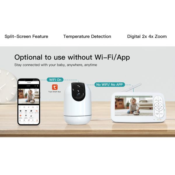 Smart WiFi Baby Monitor 1080P 5inch Split Screen with 5000mAh Battery
