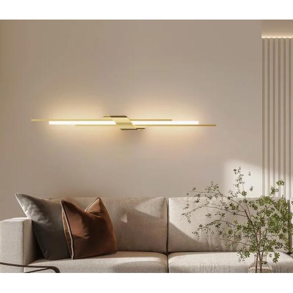 Nordic minimalist light luxury long strip wall lamp simple modern living room TV background wall bedroom bedside mirror grille lamp