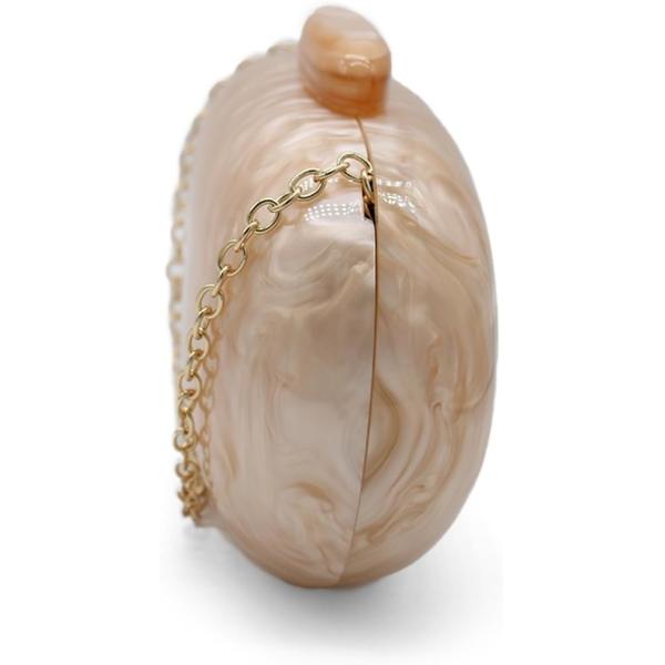 Acrylic Evening Clutch Bag for Women Shell Shape Shoulder Crossbody Bag Glitter Marble Purse Handbag
