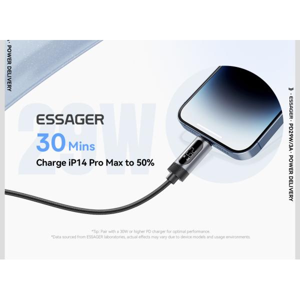 ESSAGER ES-X64 Series 29W USB-C to Lighting Charging Cord Data Cable with Aluminum Alloy Jacket and PD Function